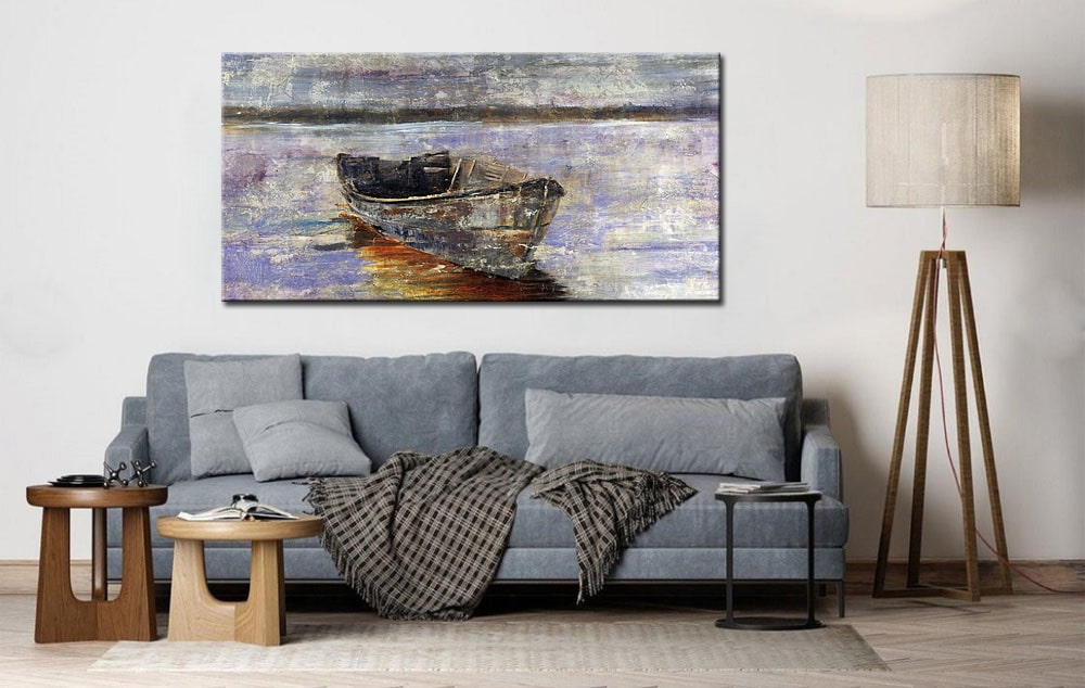 Roeiboot modern groot schilderij 180x90cm - Afbeelding 4