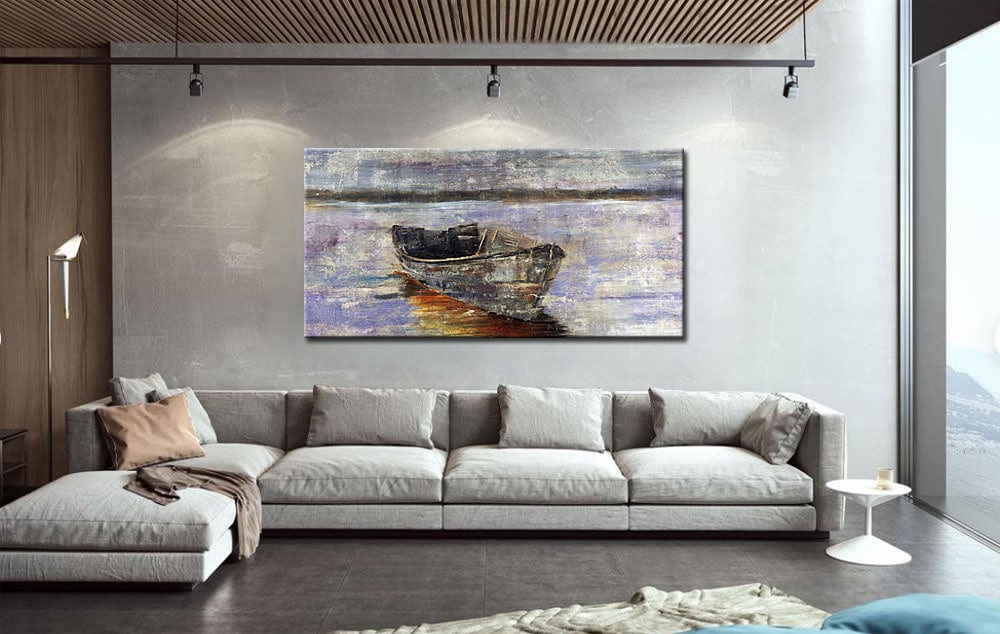 Roeiboot modern groot schilderij 180x90cm - Afbeelding 2
