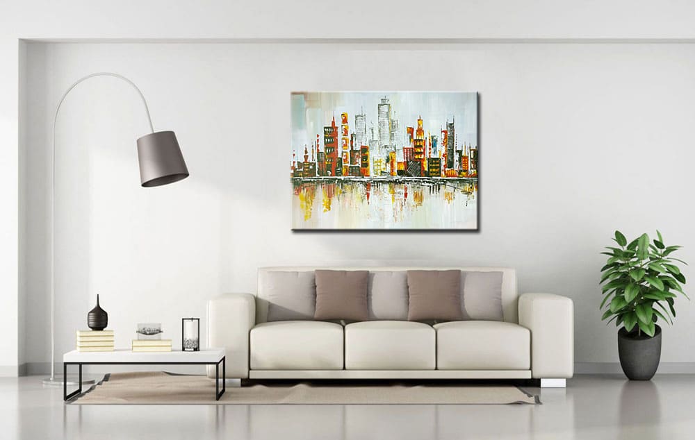 Skyline in Schaduw modern schilderij 120x90cm - Afbeelding 2