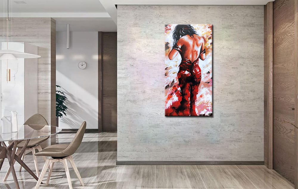 Erotisch schilderij Red Dress 60x120cm - Afbeelding 3