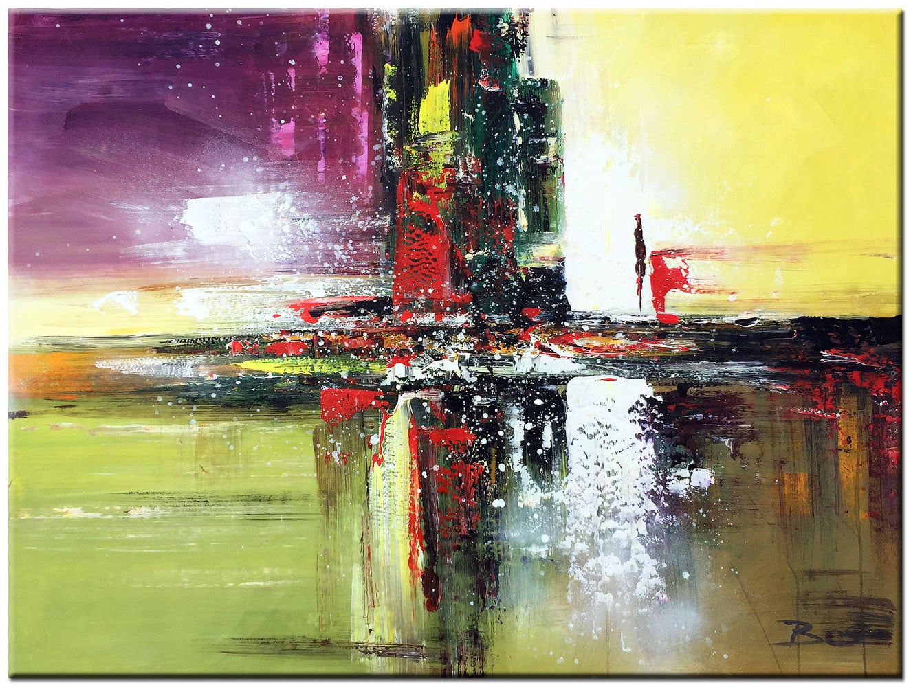 Square abstract schilderij 120x90cm