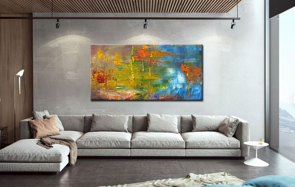Abstract schilderij Harmonie de Couleurs 180x90cm - Afbeelding 2