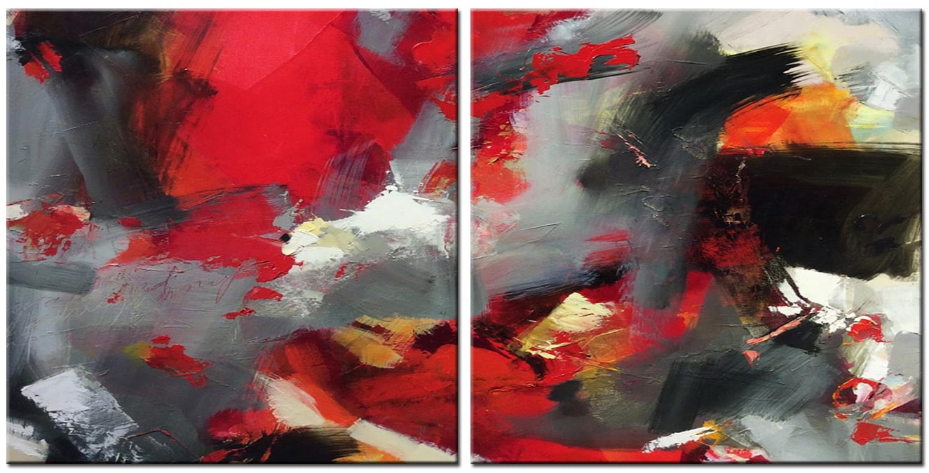 Abstract modern tweeluik schilderij