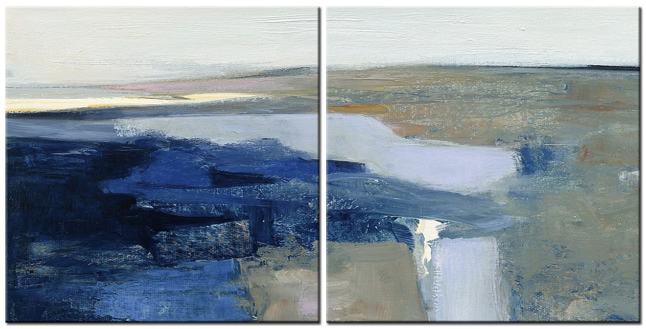 Landschap modern tweeluik schilderij