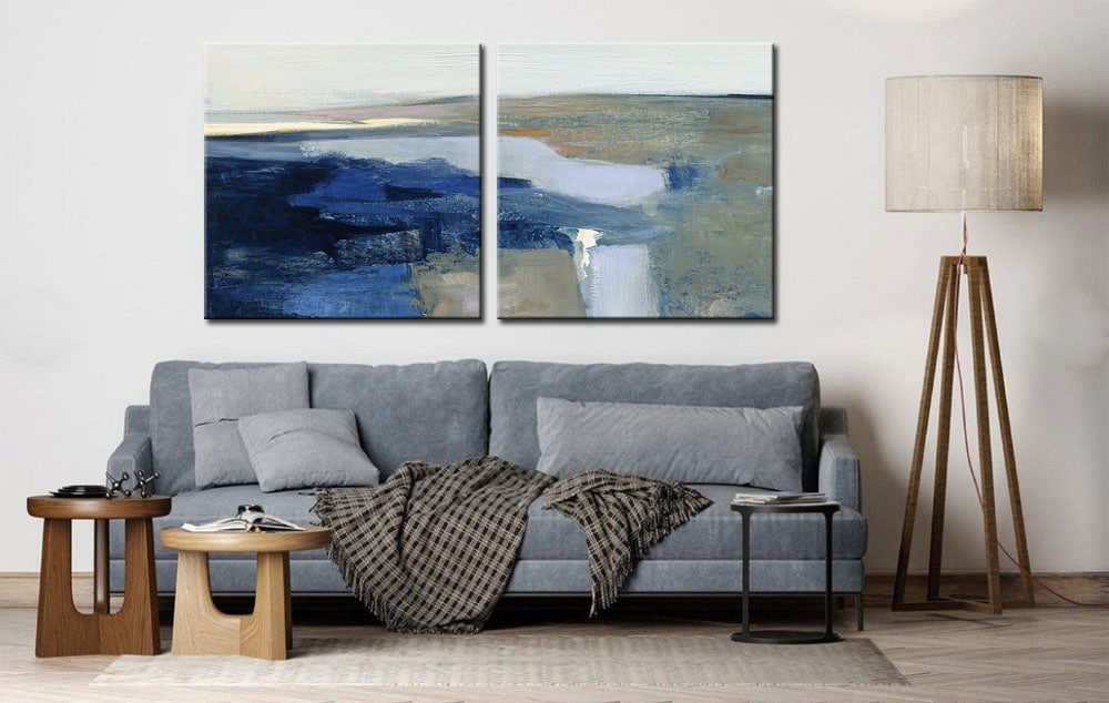 Landschap modern tweeluik schilderij - Afbeelding 4