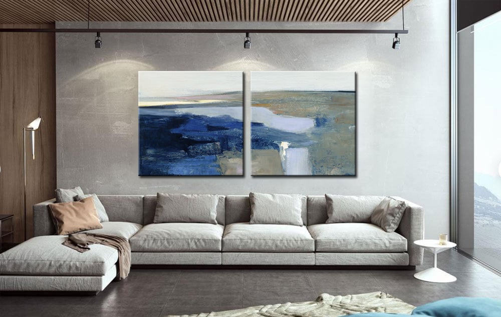 Landschap modern tweeluik schilderij - Afbeelding 2