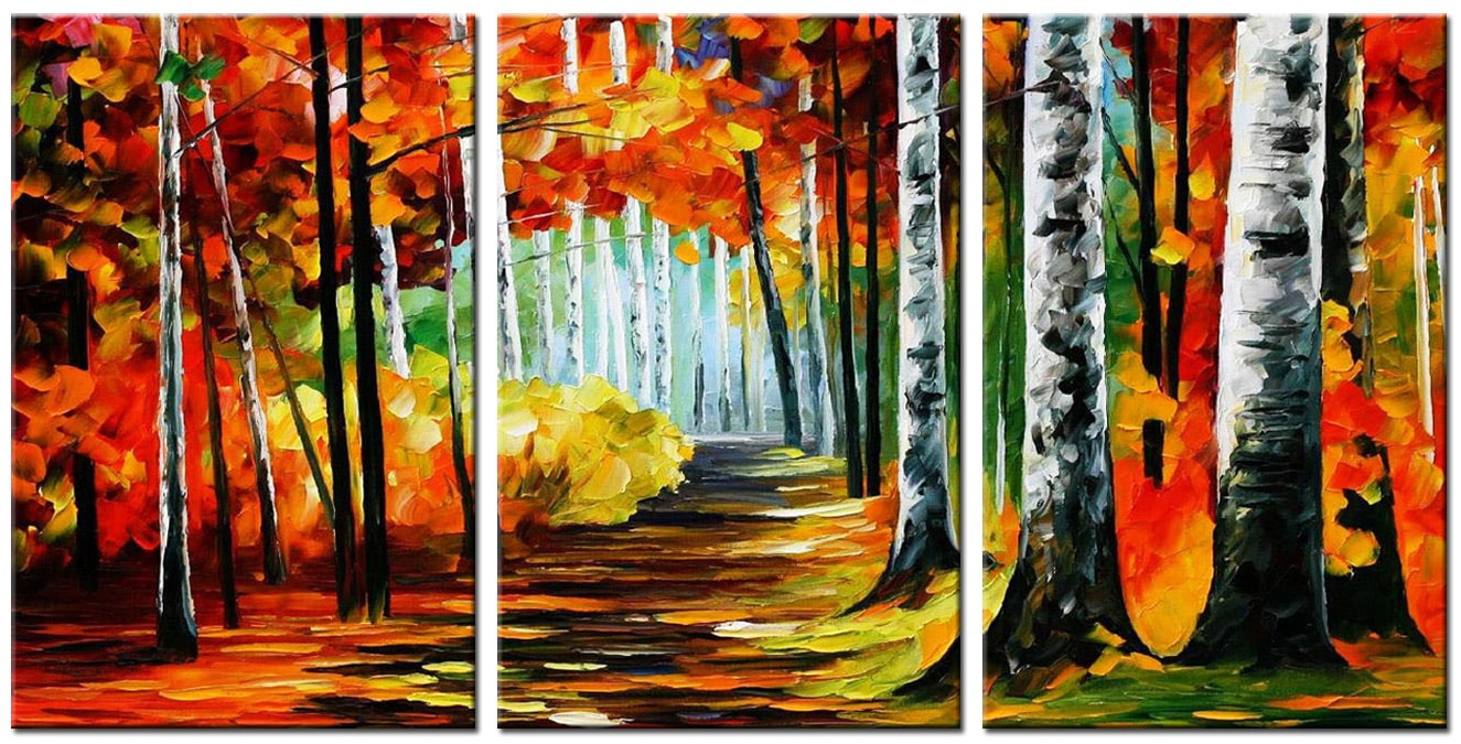 Drieluik schilderij Kleurrijk Herfstbos