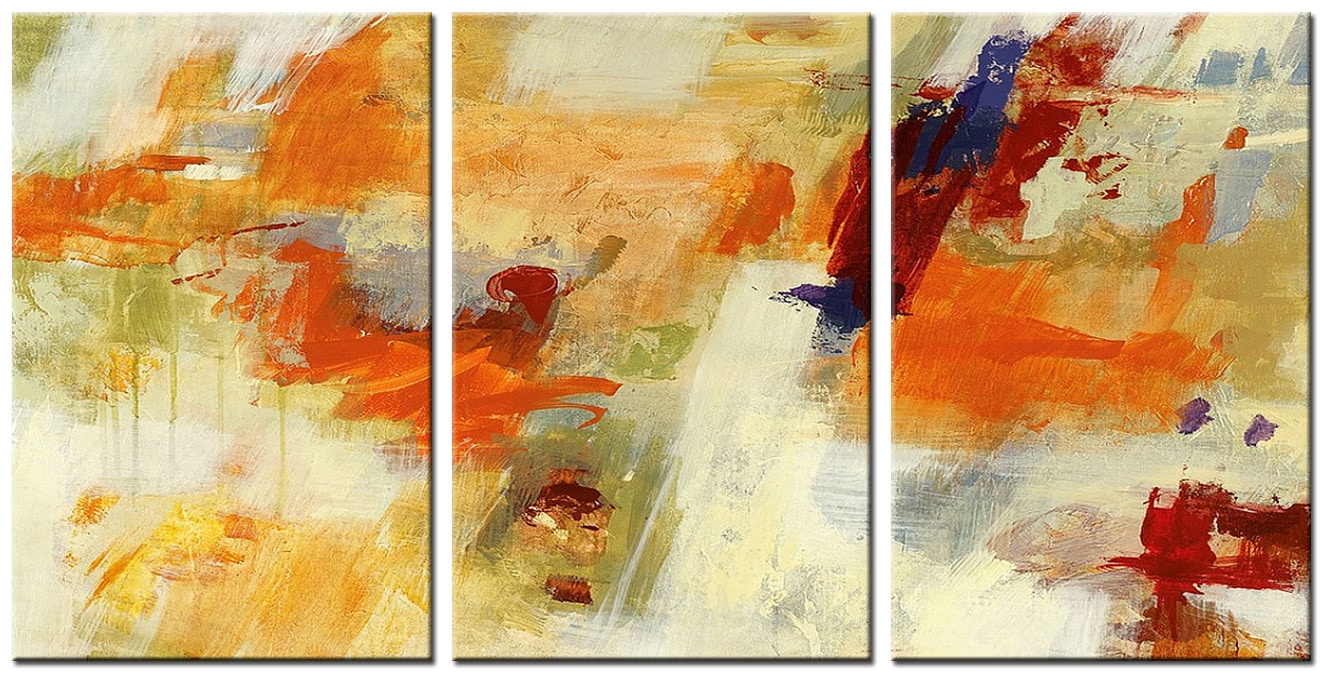 Drieluik schilderij Abstract Oranje Beige