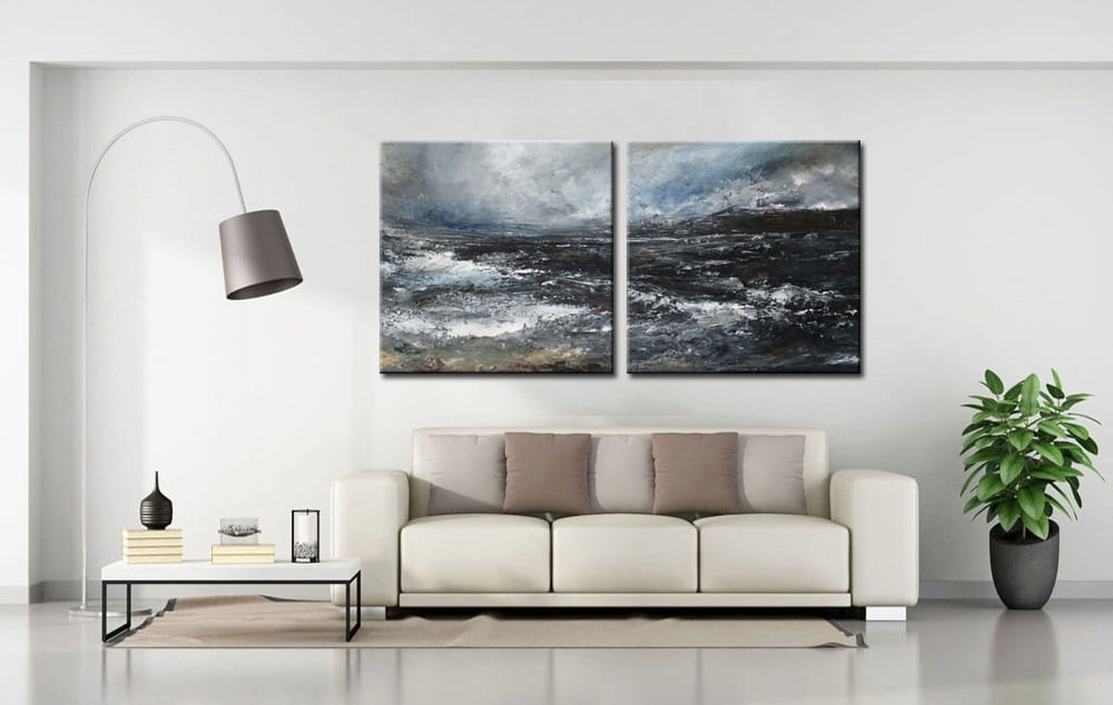 De Zee modern tweeluik schilderij - Afbeelding 3