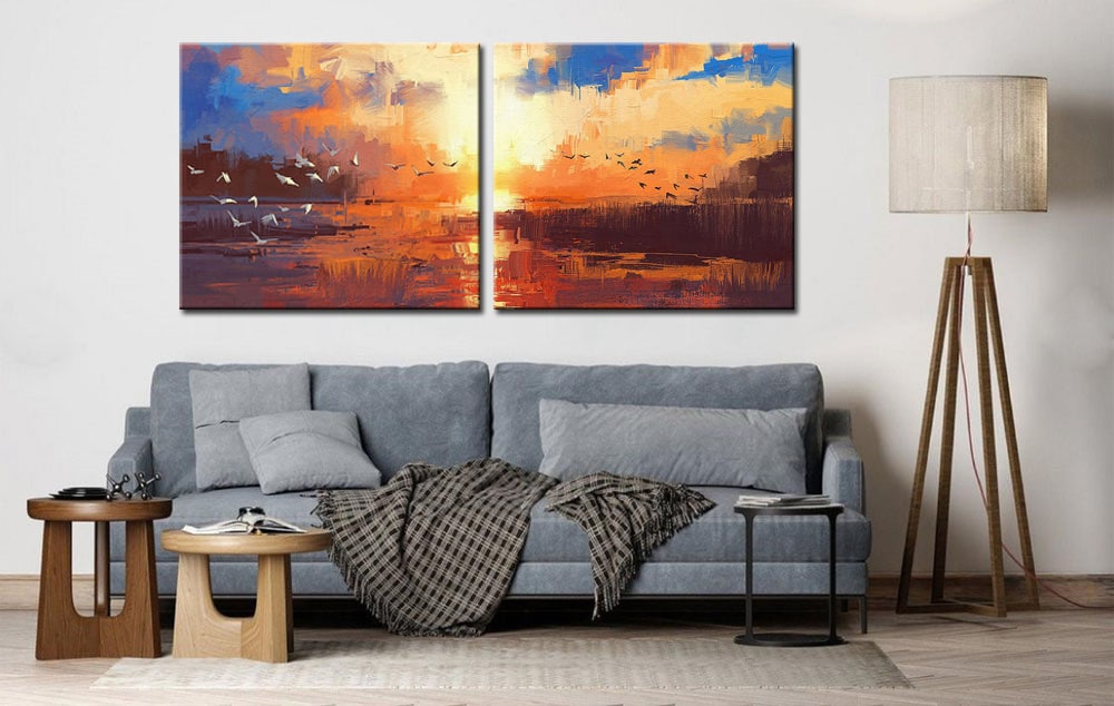 Landschap modern tweeluik schilderij - Afbeelding 4