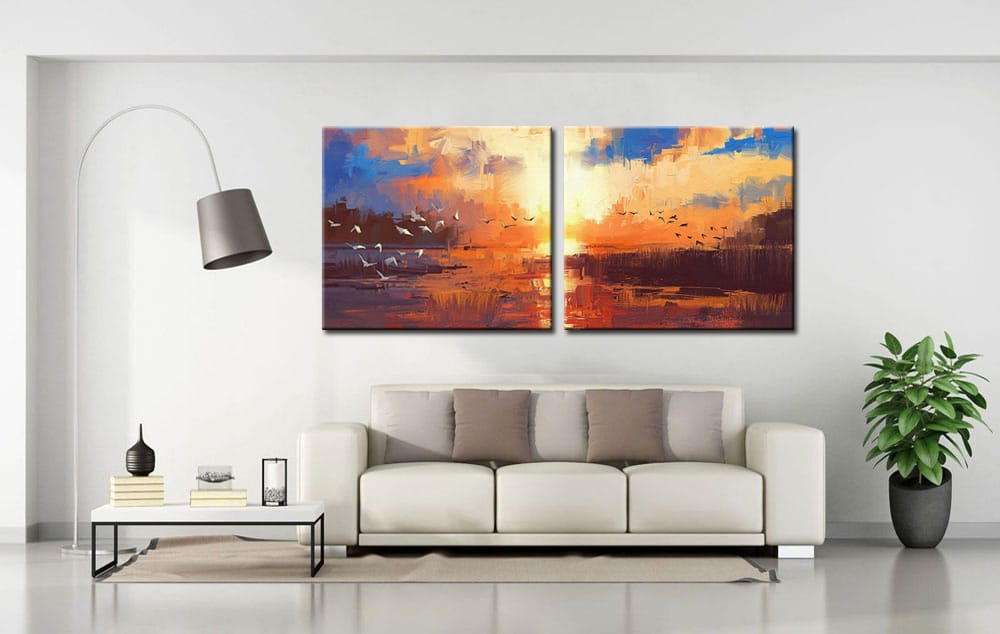 Landschap modern tweeluik schilderij - Afbeelding 3