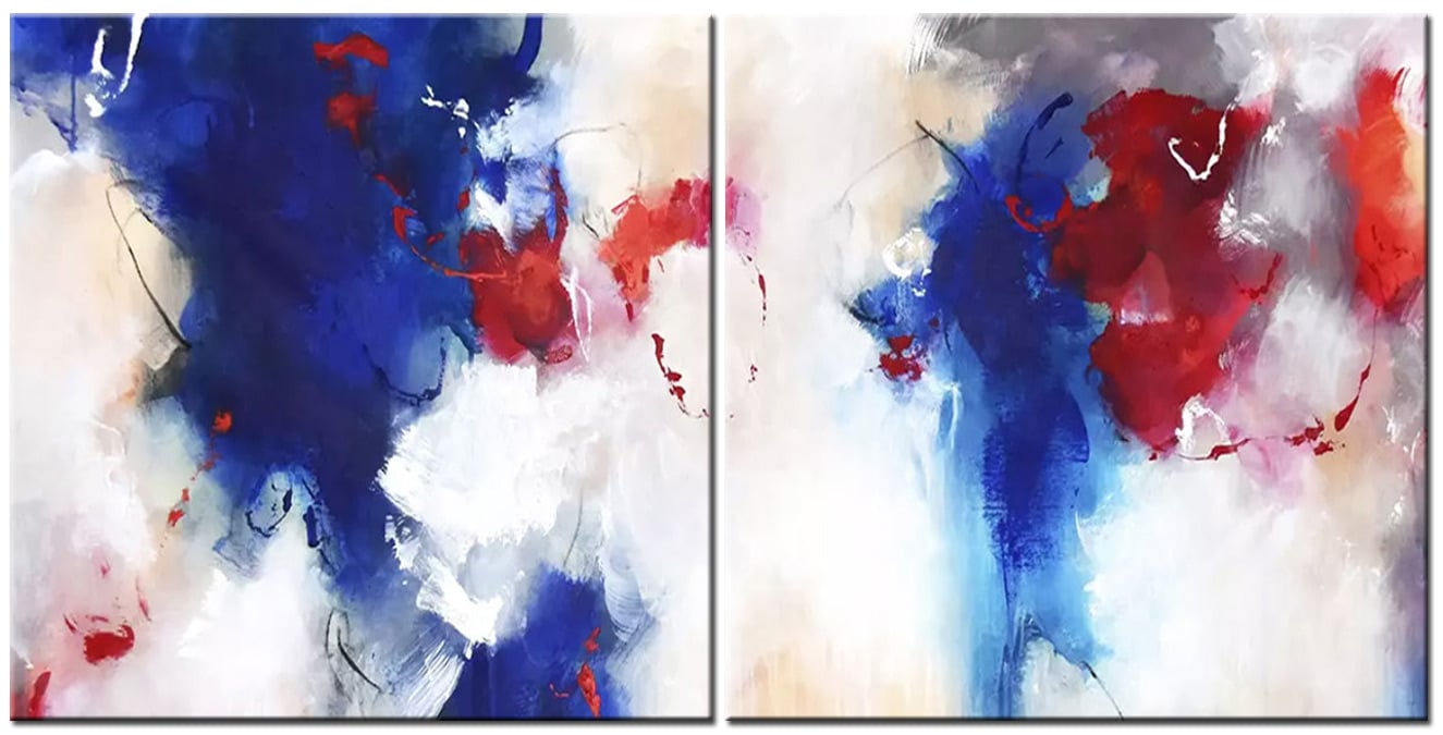 Abstract modern tweeluik schilderij