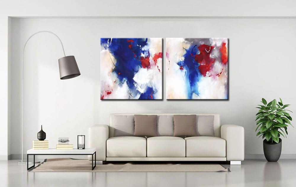 Abstract modern tweeluik schilderij - Afbeelding 4