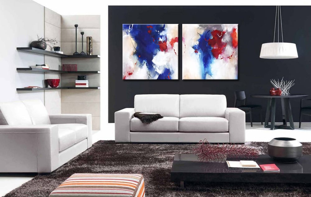 Abstract modern tweeluik schilderij - Afbeelding 2