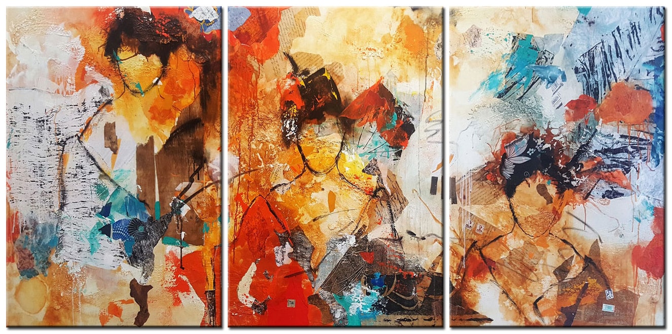 Abstract schilderij Drieluik People