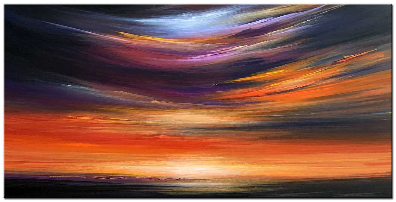 Abstract schilderij Sunset Glow 180x90cm