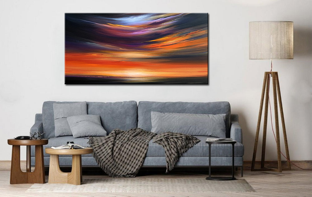 Abstract schilderij Sunset Glow 180x90cm - Afbeelding 4