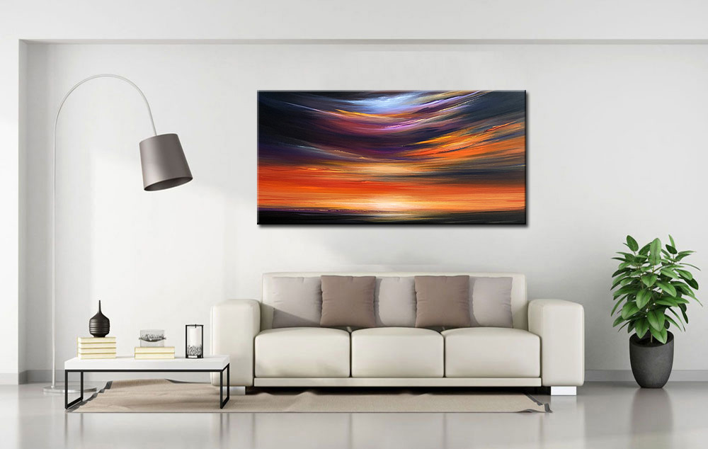Abstract schilderij Sunset Glow 180x90cm - Afbeelding 3