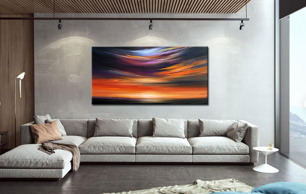 Abstract schilderij Sunset Glow 180x90cm - Afbeelding 2