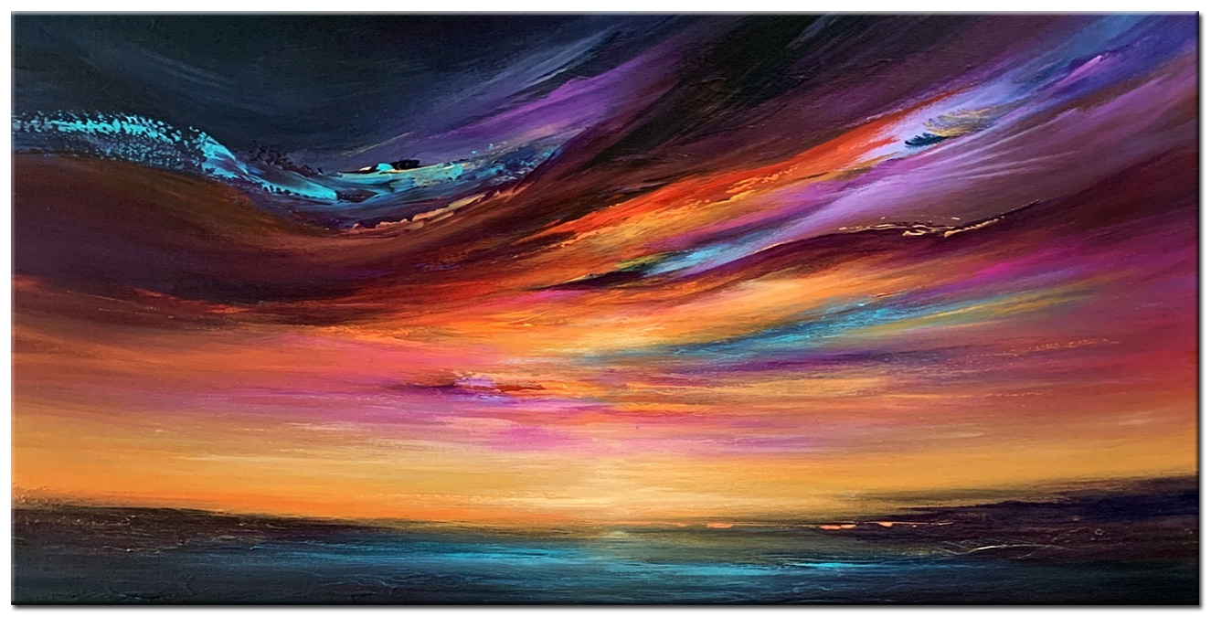 Avondrood modern groot schilderij 180x90cm