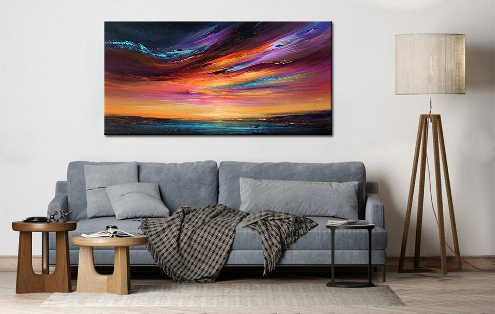 Avondrood modern groot schilderij 180x90cm - Afbeelding 4