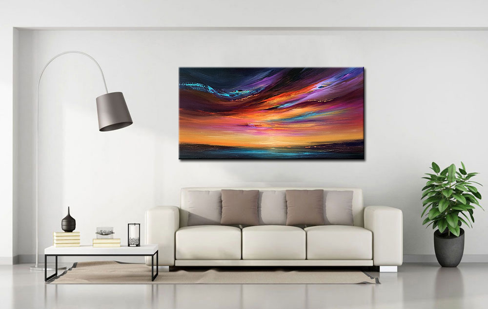 Avondrood modern groot schilderij 180x90cm - Afbeelding 3
