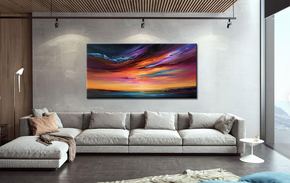 Avondrood modern groot schilderij 180x90cm - Afbeelding 2