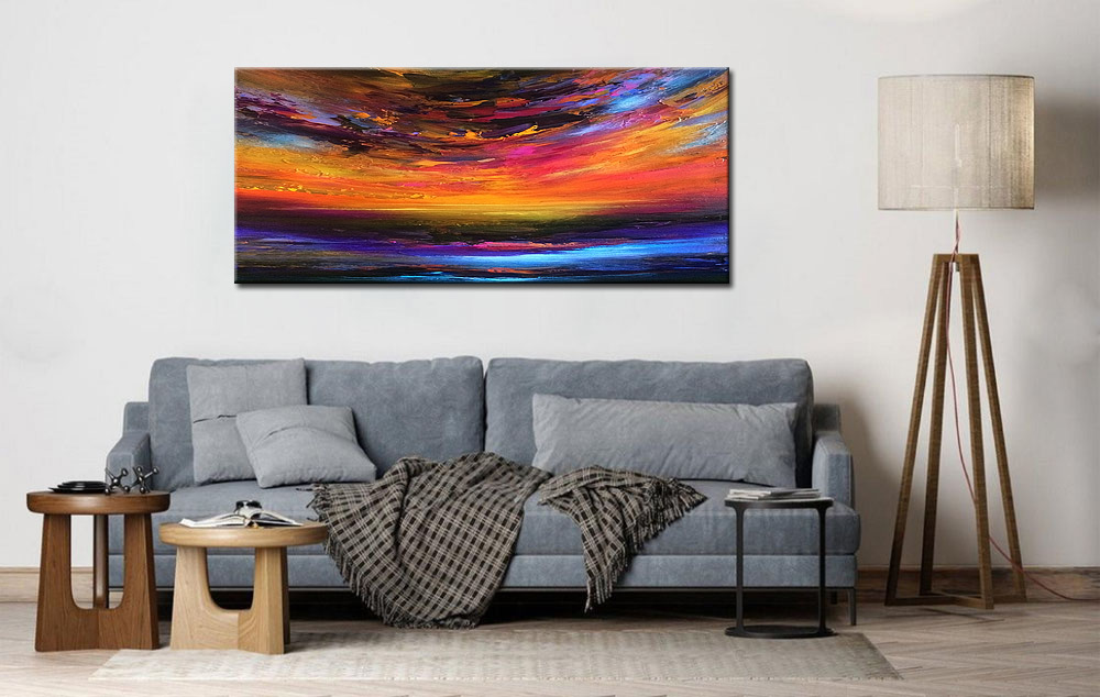 Abstract schilderij Hemelse Horizon 160x70cm - Afbeelding 4