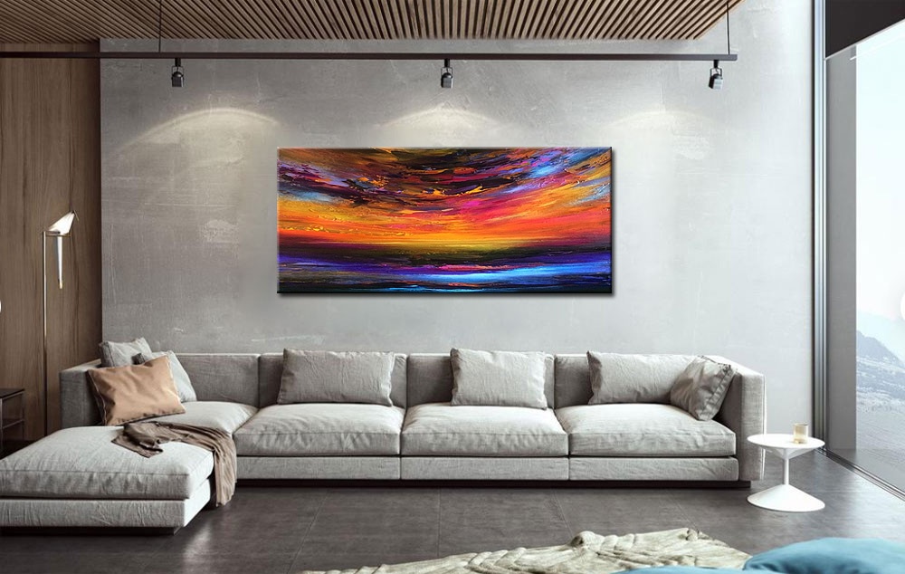 Abstract schilderij Hemelse Horizon 160x70cm - Afbeelding 2