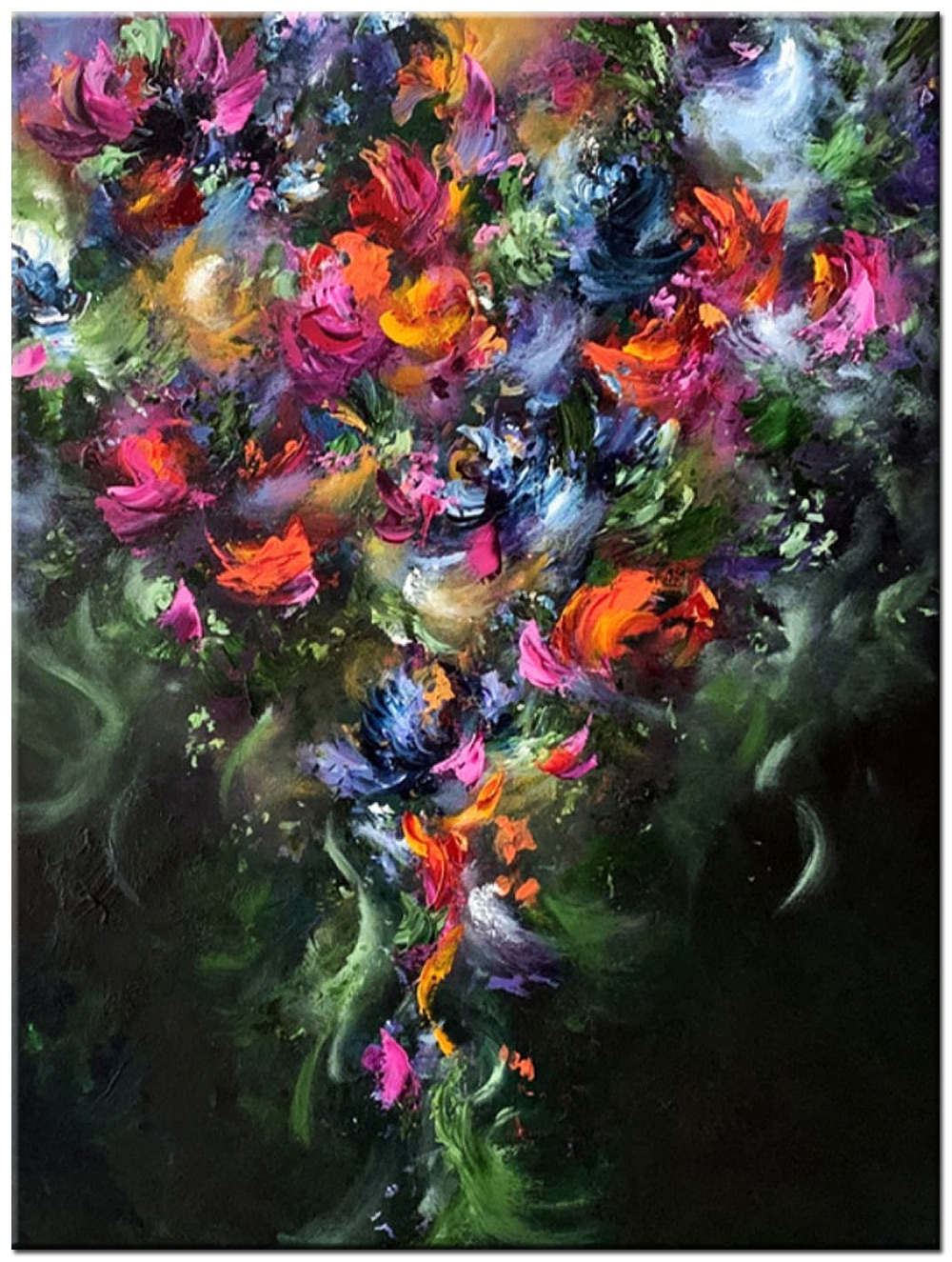 Flowers modern schilderij 90x120cm