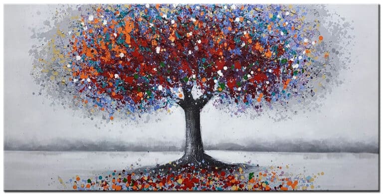 Gekleurde Boom modern groot schilderij