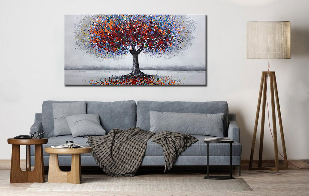 Gekleurde Boom modern groot schilderij 180x90cm - Afbeelding 2