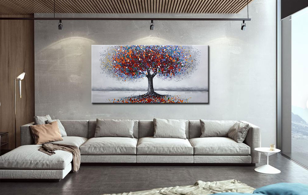 Gekleurde Boom modern groot schilderij 180x90cm - Afbeelding 4