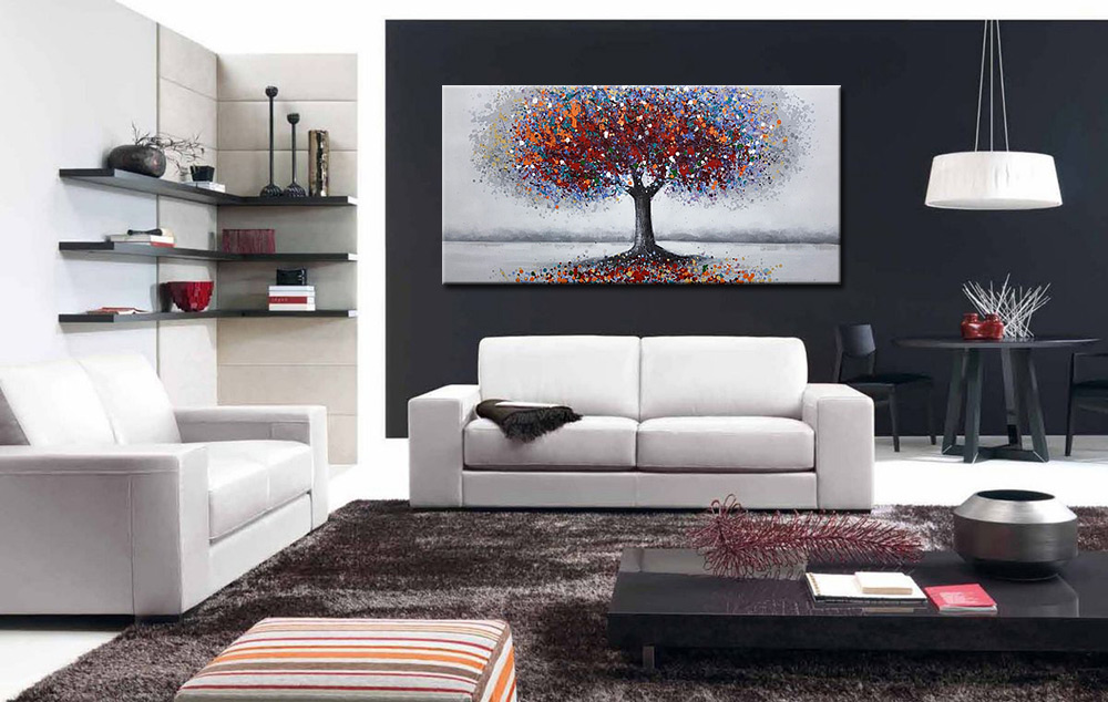 Gekleurde Boom modern groot schilderij 180x90cm - Afbeelding 3
