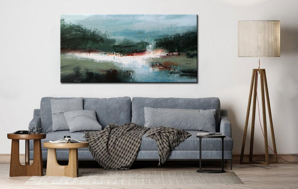 Abstract schilderij modern landschap 180x90cm - Afbeelding 2