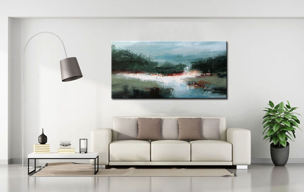 Abstract schilderij modern landschap 180x90cm - Afbeelding 4
