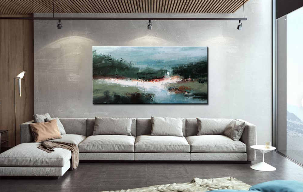Abstract schilderij modern landschap 180x90cm - Afbeelding 3