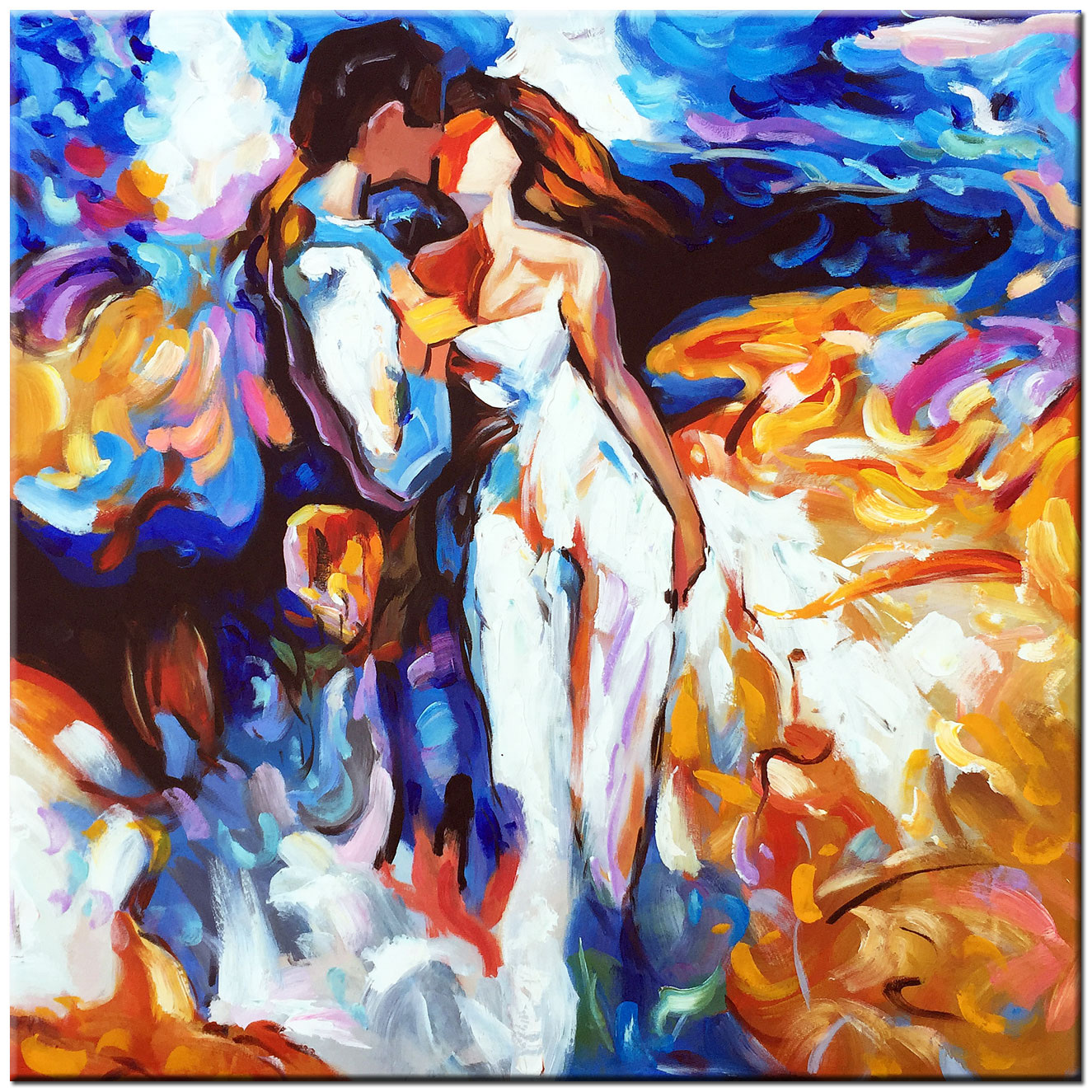Liefde in de Storm modern schilderij 100x100cm