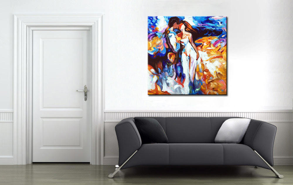 Liefde in de Storm modern schilderij 100x100cm - Afbeelding 4