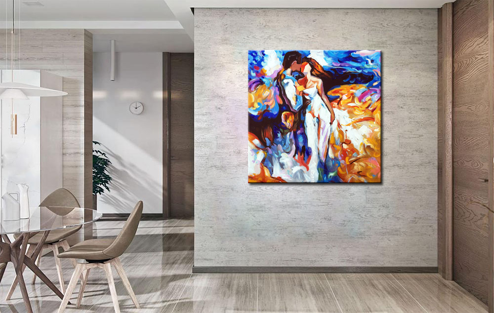 Liefde in de Storm modern schilderij 100x100cm - Afbeelding 3