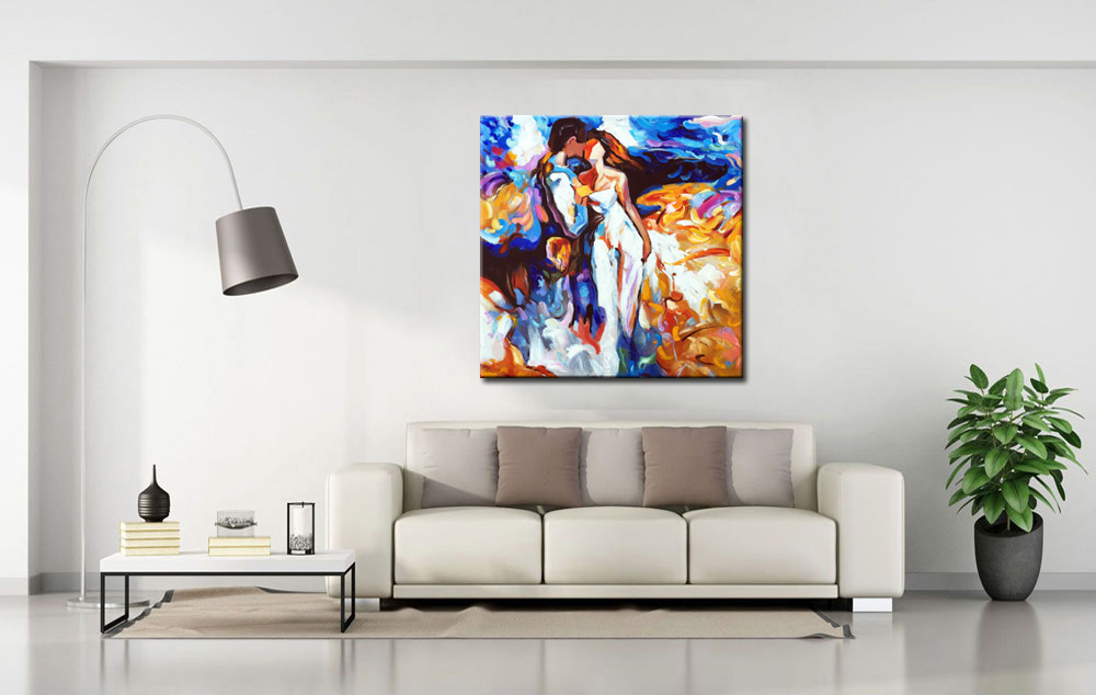 Liefde in de Storm modern schilderij 100x100cm - Afbeelding 2