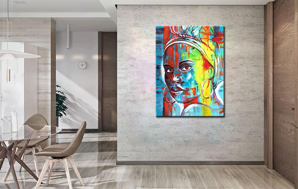 Vrouwen schilderij Tropical Beauty 90x120cm - Afbeelding 4