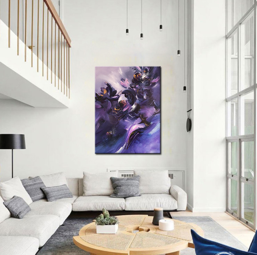 Abstract schilderij Paarse Droom 90x120cm - Afbeelding 2