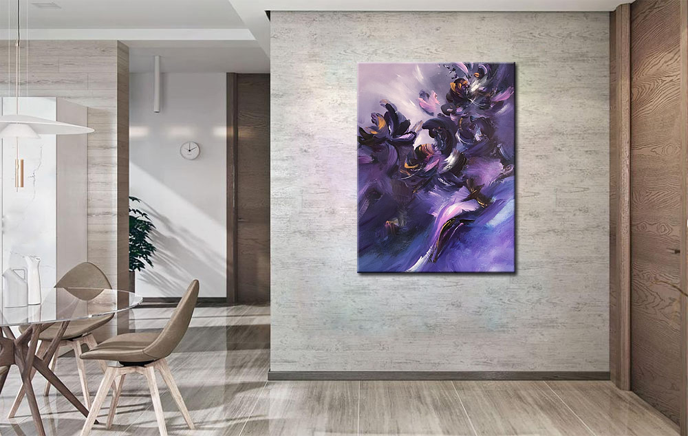 Abstract schilderij Paarse Droom 90x120cm - Afbeelding 4