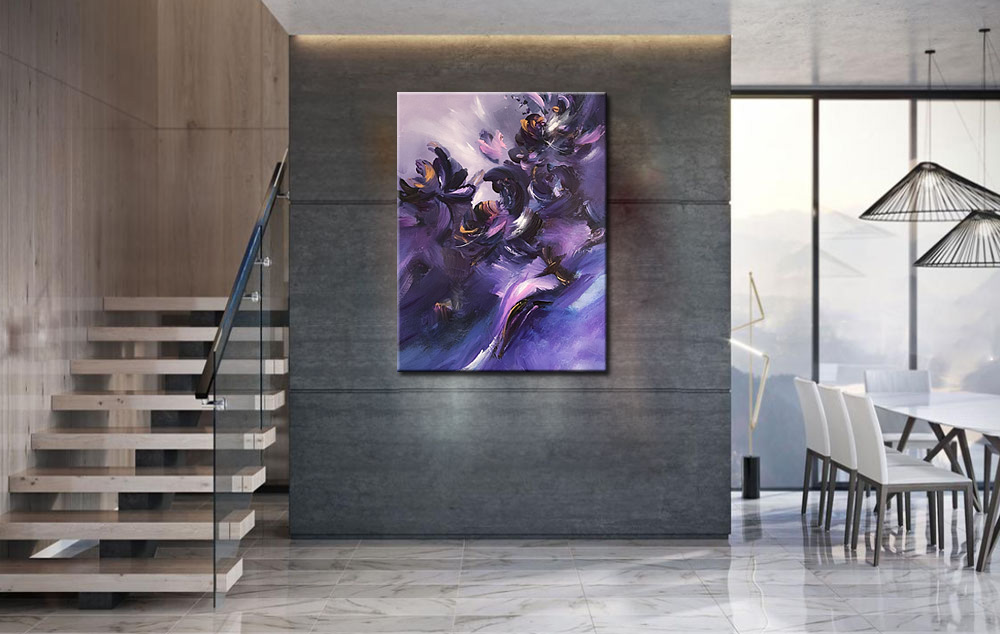 Abstract schilderij Paarse Droom 90x120cm - Afbeelding 3