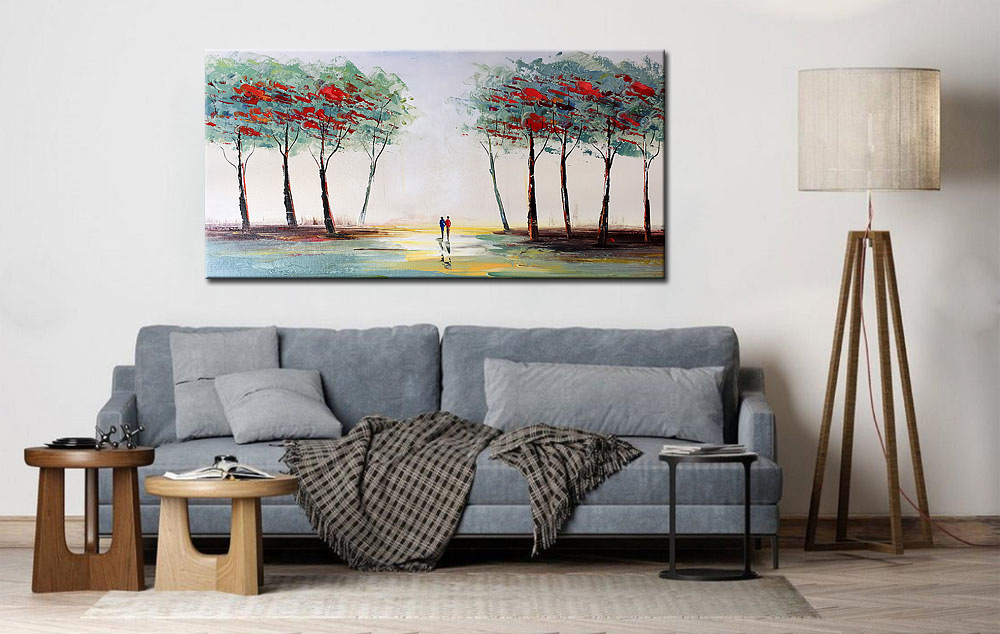 Wandeling modern groot schilderij 180x90cm - Afbeelding 2