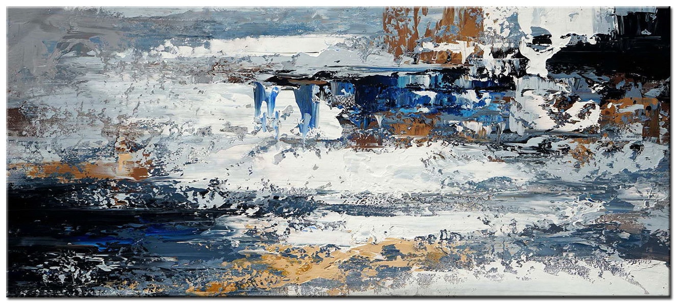Abstract schilderij Blauwe Gletsjer 160x70cm