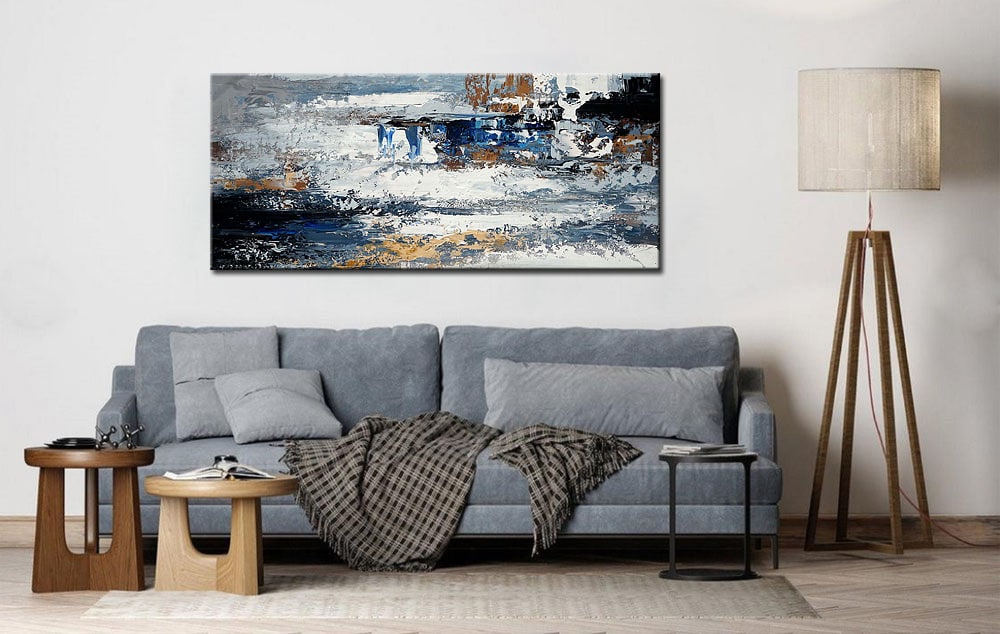 Abstract schilderij Blauwe Gletsjer 160x70cm - Afbeelding 4