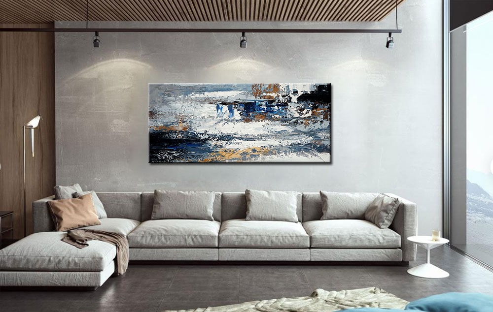Abstract schilderij Blauwe Gletsjer 160x70cm - Afbeelding 3