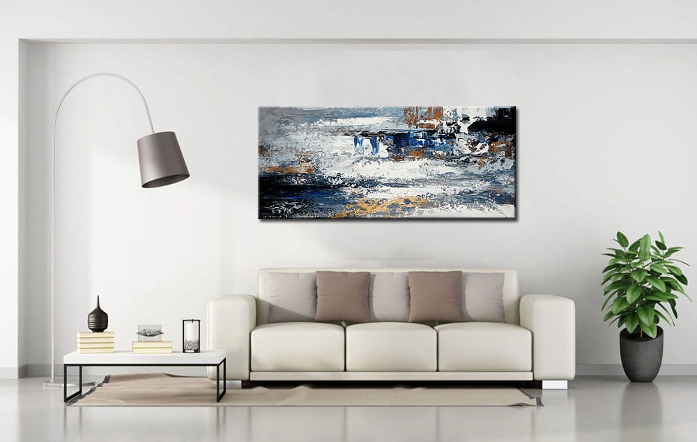 Abstract schilderij Blauwe Gletsjer 160x70cm - Afbeelding 2
